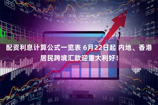 配资利息计算公式一览表 6月22日起 内地、香港居民跨境汇款迎重大利好！