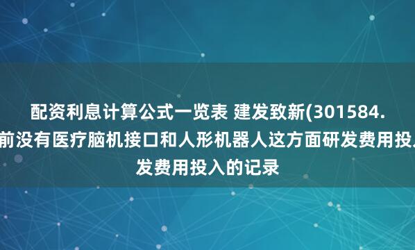 配资利息计算公式一览表 建发致新(301584.SZ):目前没有医疗脑机接口和人形机器人这方面研发费用投入的记录
